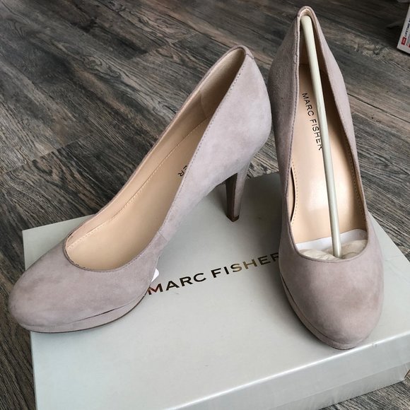 Marc Fisher Shoes - Marc Fisher Sydney Almond Toe Pumps Natural Suede 6.5